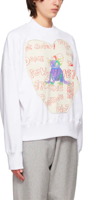 WE11DONE グラフィティ パッチ プルオーバー ユニセックス スウェットシャツ ホワイト WD-TS0-21-535-U-WH Shop WE11DONE グラフィティ パッチ プルオーバー ユニセックス スウェットシャツ ホワイト WD-TS0-21-535-U-WH