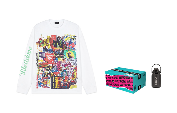 Lookbook WE11DONE 涂鸦海报印花白色男女同款圆领卫衣 WD-TP4-20-728-U-WH