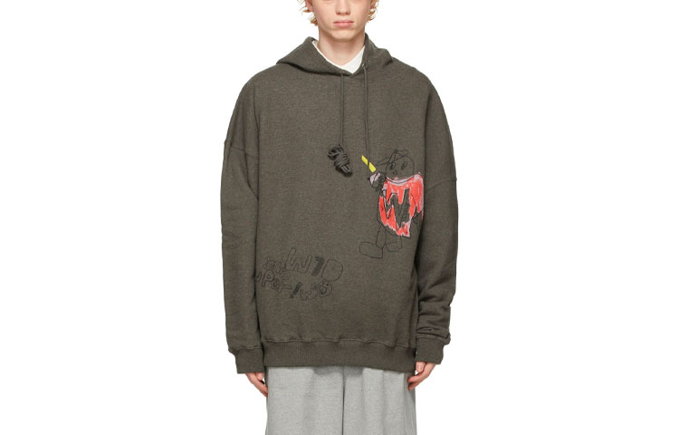 WE11DONE Graffiti Print Hoodie Version 2 Unisex Grey WD-TH0-21-529-U-CH
