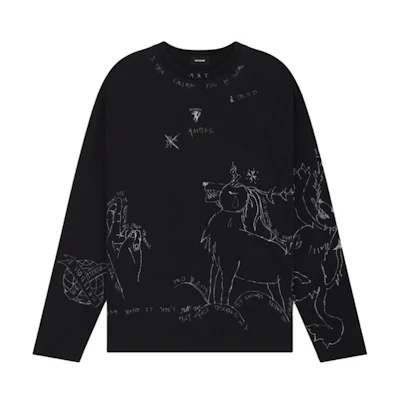 WE11DONE Graphic Print Long Sleeve Tee Black WD-TT2-24-756-U-BK