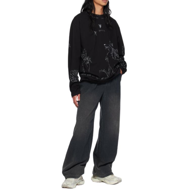 WE11DONE Graphic Print Long Sleeve Tee  Black WD-TT2-24-756-U-BK 圖 5