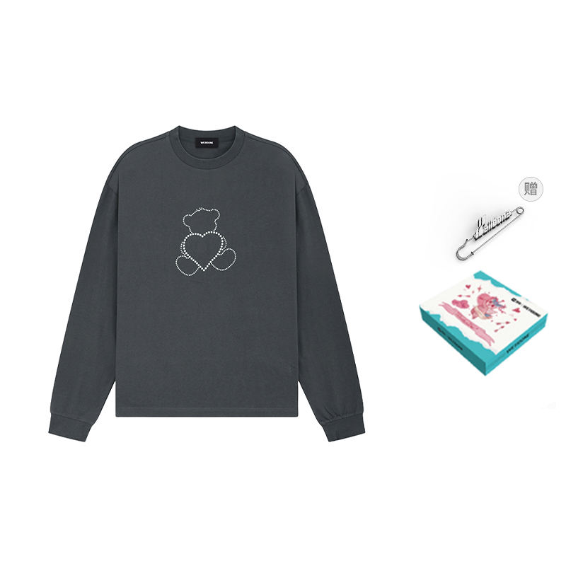 WE11DONE Graphic Print Pullover Sweatshirt Unisex Grey Long Sleeve WD-TT2-24-781-U-CH