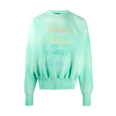 WE11DONE Green Tie-Dye Letter Print Unisex Long Sleeve Pullover Sweatshirt WD-TS8-20-098-U-GR