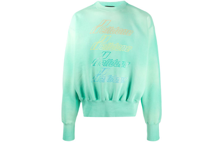 WE11DONE Green Tie-Dye Letter Print Unisex Long Sleeve Pullover Sweatshirt WD-TS8-20-098-U-GR 圖 2