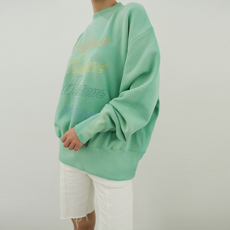 WE11DONE Green Tie-Dye Letter Print Unisex Long Sleeve Pullover Sweatshirt WD-TS8-20-098-U-GR 圖 3