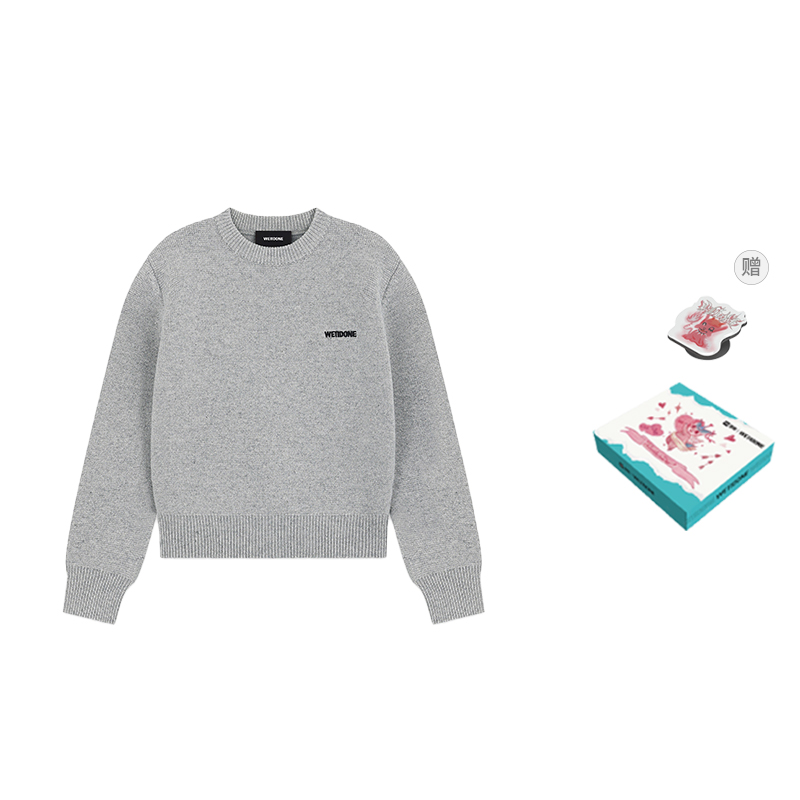 WE11DONE Grey Basic Lettering Casual Unisex Sweater WD-KT2-24-601-W-GY