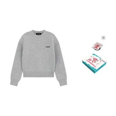 WE11DONE Grey Basic Lettering Casual Unisex Sweater WD-KT2-24-601-W-GY