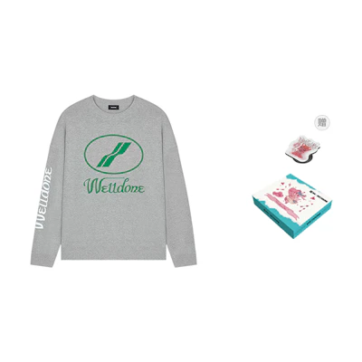 WE11DONE Grey Classic Oversized Logo Print Long Sleeve Tee Unisex WD-TP4-20-712-U-GY