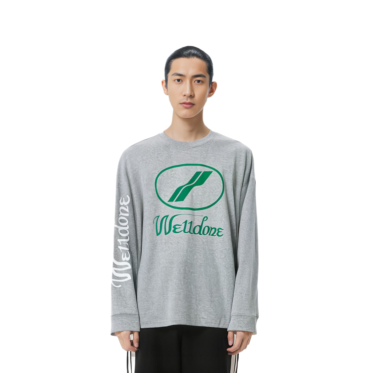 Sizing WE11DONE 灰色經典寬鬆版型印花長袖T恤 中性款 WD-TP4-20-712-U-GY