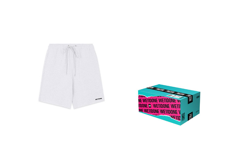 Details for WE11DONE Grey Letter Print Elastic Waist Shorts Unisex Gift Box Edition. WD-TA3-22-749-U-GY