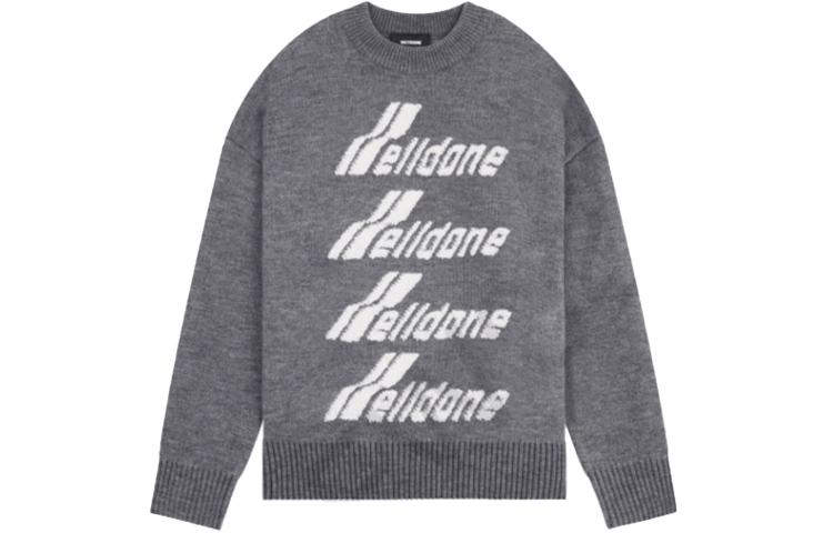 Order WE11DONE 灰色Logo字母圆领针织毛衣 男女同款休闲长袖 WD-KO1-22-666-U-GY