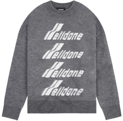 WE11DONE 灰色Logo字母圆领针织毛衣 男女同款休闲长袖 WD-KO1-22-666-U-GY Order WE11DONE 灰色Logo字母圆领针织毛衣 男女同款休闲长袖 WD-KO1-22-666-U-GY