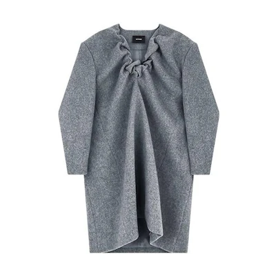 WE11DONE Grey Long Sleeve Dress with Ruched Elastic Cuffs and Padded Shoulders. WD-OP3-22-151-W