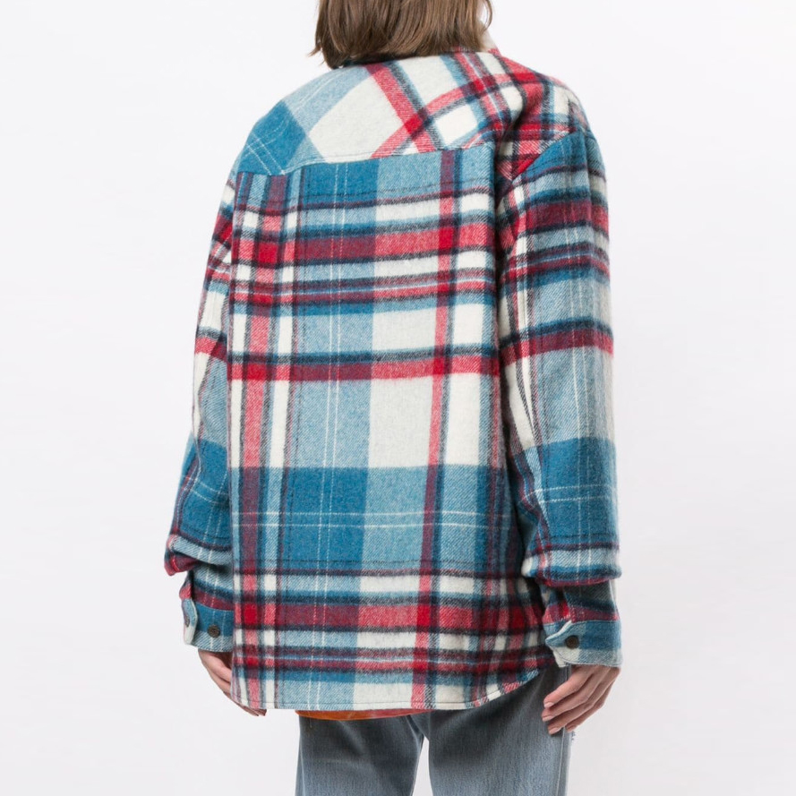 Details for WE11DONE 半拉鍊經典格紋襯衫外套 男女藍色 WD-BL3-20-910-U-BL