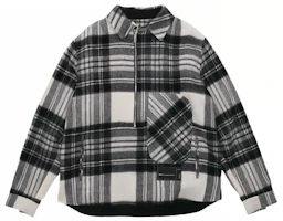 WE11DONE Half-Zip Plaid Long Sleeve Overshirt Unisex - Gray. WD-BL3-20-910-U-GY WE11DONE Half-Zip Plaid Long Sleeve Overshirt Unisex - Gray. WD-BL3-20-910-U-GY