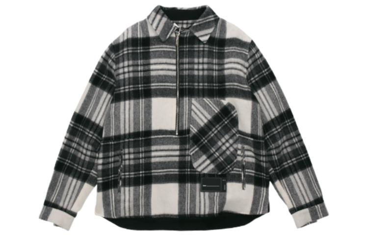 WE11DONE Half-Zip Plaid Long Sleeve Overshirt Unisex - Gray. WD-BL3-20-910-U-GY 圖 2