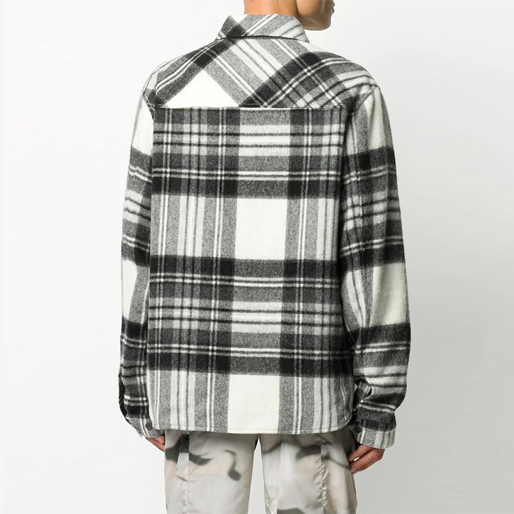 WE11DONE Half-Zip Plaid Long Sleeve Overshirt Unisex - Gray. WD-BL3-20-910-U-GY 圖 5