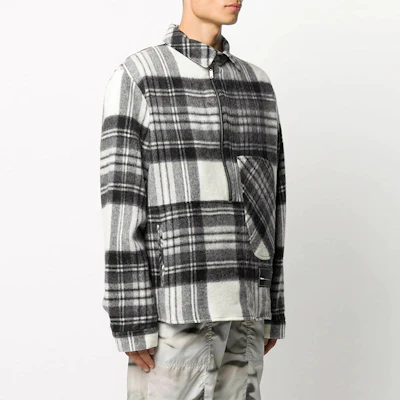 WE11DONE Sobrecamisa Unisex de Manga Larga Cuadros con Media Cremallera - Gris. WD-BL3-20-910-U-GY Details for WE11DONE Sobrecamisa Unisex de Manga Larga Cuadros con Media Cremallera - Gris. WD-BL3-20-910-U-GY