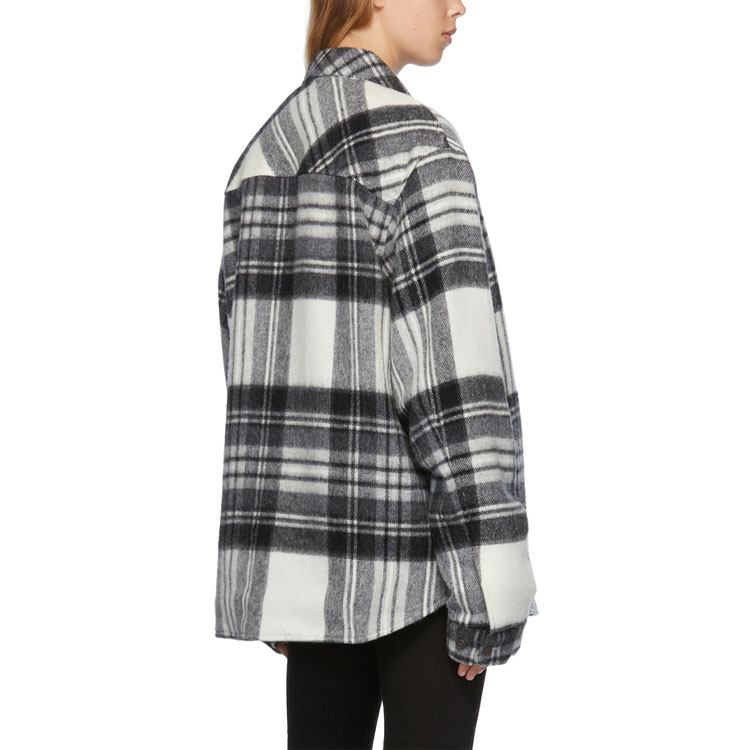 WE11DONE Half-Zip Plaid Long Sleeve Overshirt Unisex - Gray. WD-BL3-20-910-U-GY 圖 8