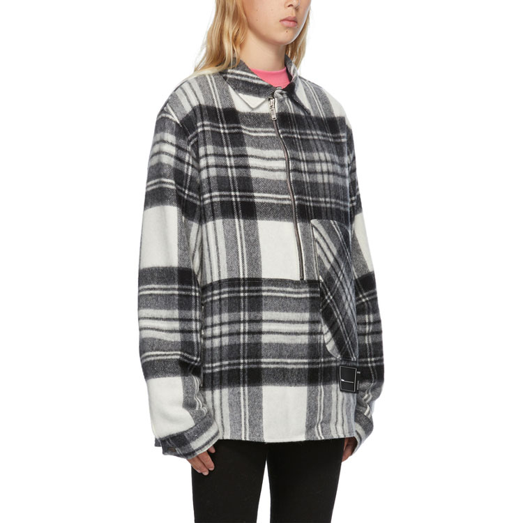 WE11DONE Half-Zip Plaid Long Sleeve Overshirt Unisex - Gray. WD-BL3-20-910-U-GY 圖 9