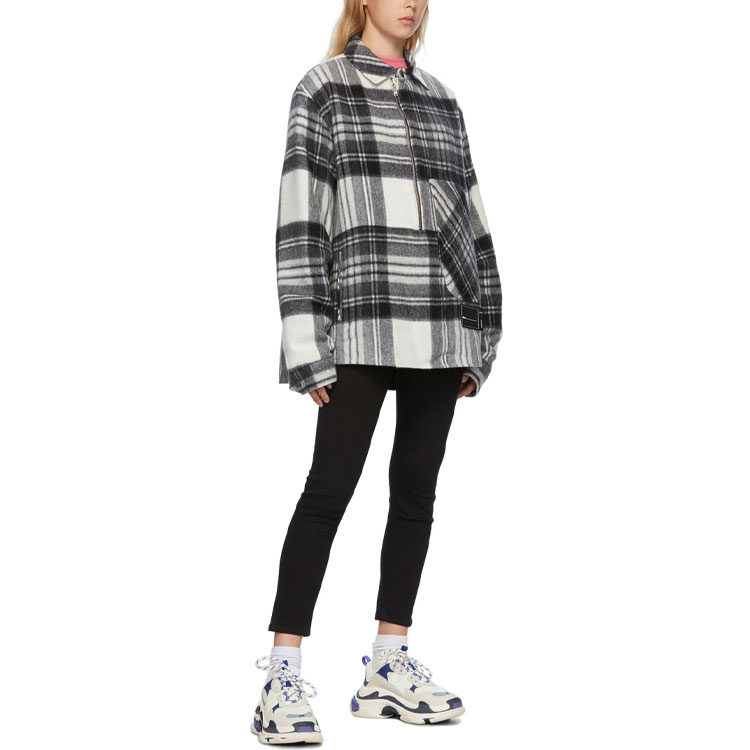 WE11DONE Half-Zip Plaid Long Sleeve Overshirt Unisex - Gray. WD-BL3-20-910-U-GY 圖 10