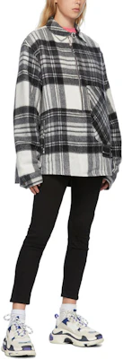 WE11DONE Sobrecamisa Unisex de Manga Larga Cuadros con Media Cremallera - Gris. WD-BL3-20-910-U-GY 2