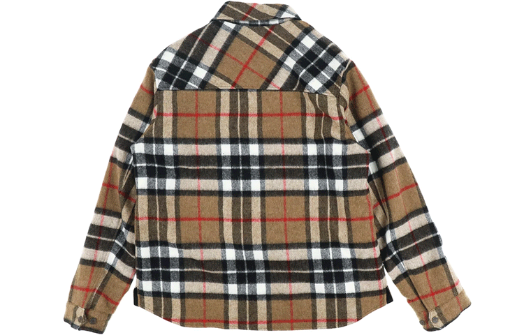 WE11DONE Half-Zip Plaid Long Sleeve Shirt Jacket Unisex Khaki WD-BL3-20-910-U-CM 圖 3