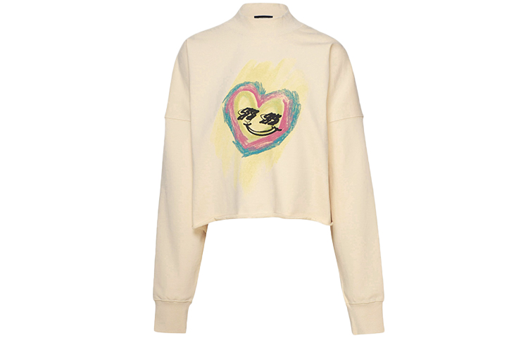 WE11DONE Heart Print Pullover Unisex Hoodie Pale Yellow WD-TS0-21-519-U-BG