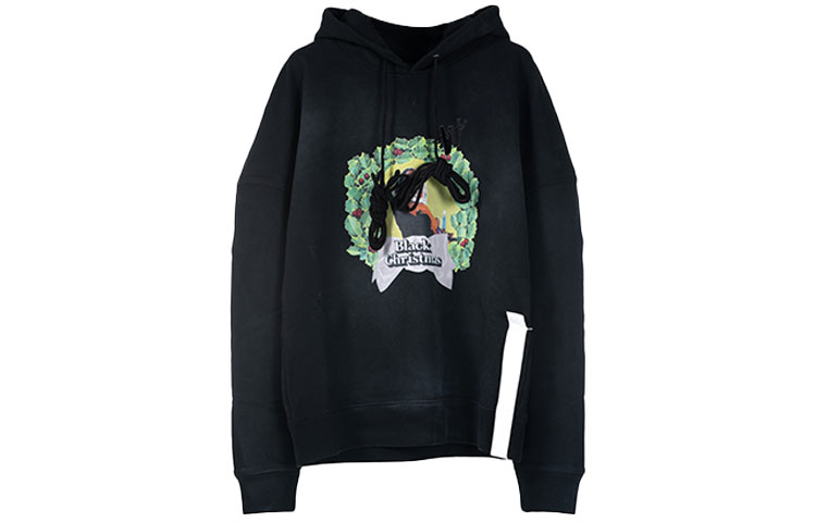 WE11DONE Horror Christmas Wreath Graphic Cartoon Sweatshirt Black Unisex WD-TH9-20-139-U-BK