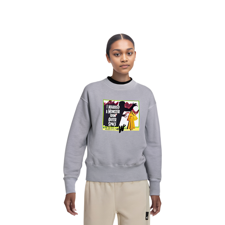 Shop WE11DONE 恐怖电影印花男女同款灰色卫衣 WD-TS9-20-136-U-GY