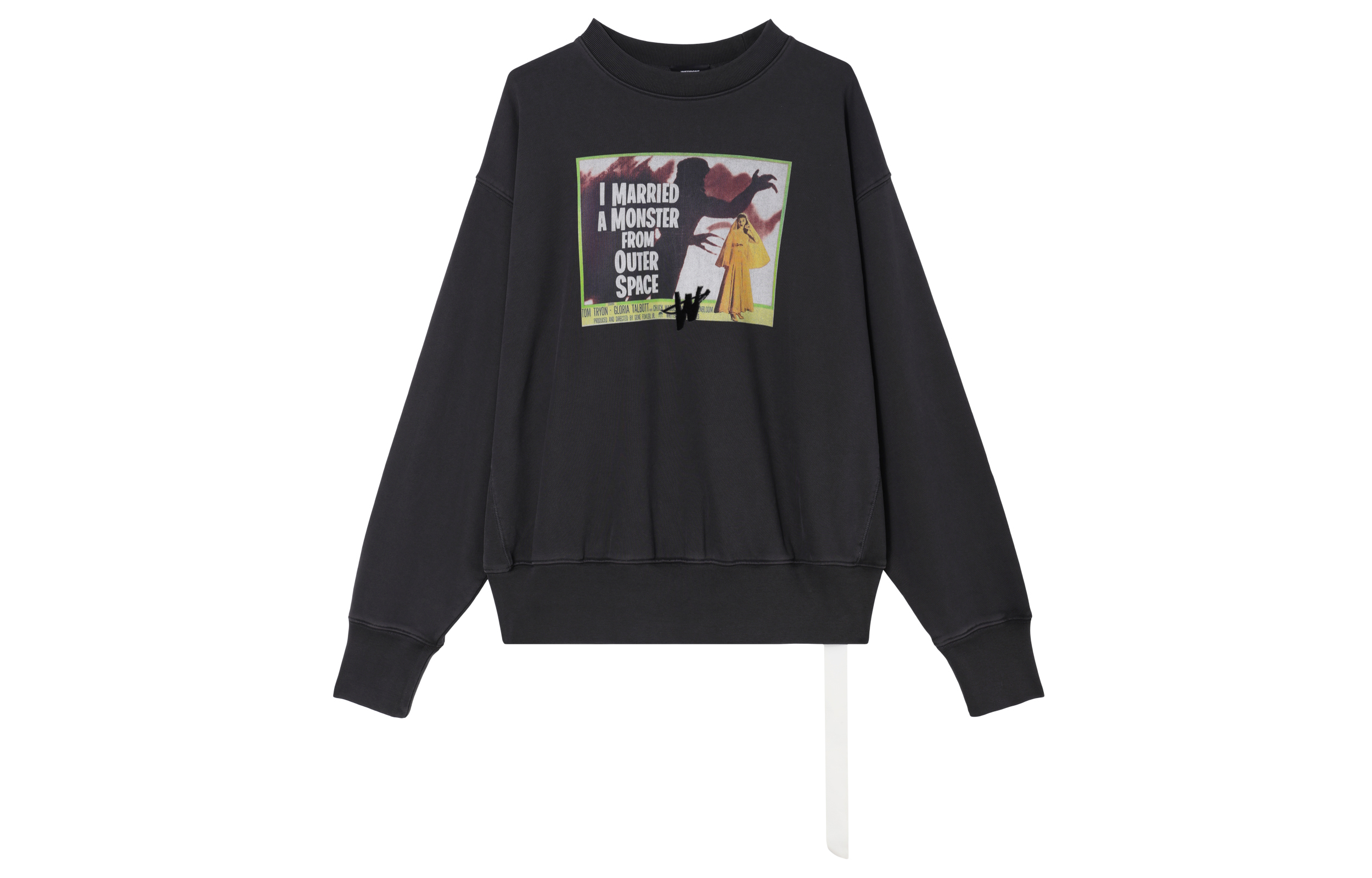 WE11DONE Horror Movie Print Unisex Long Sleeve Sweatshirt Charcoal Color WD-TS9-20-136-U-CH