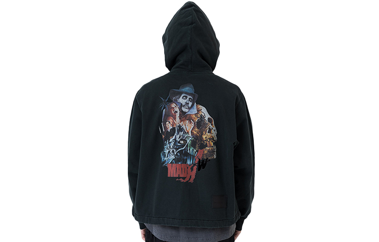 WE11DONE Horror Movie Zip Hoodie Unisex Khaki Jacket. WD-TH9-20-140-U-KK