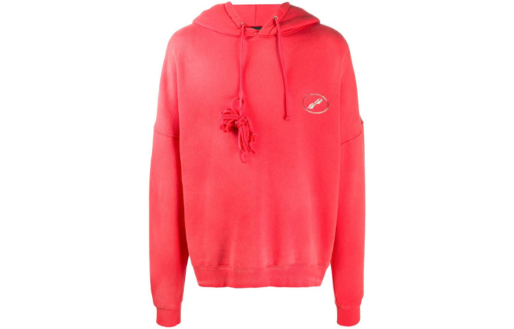 WE11DONE Iridescent Back Logo Drawstring Hoodie Unisex Red WD-TH8-20-097-U-RD