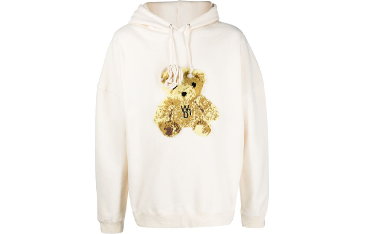 Order WE11DONE Ivory Bear Embroidered Oversized Hoodie Unisex. WD-TH9-20-123-U-IV