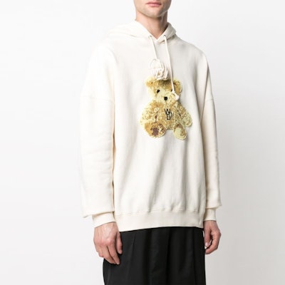 WE11DONE Ivory Bear Embroidered Oversized Hoodie Unisex. WD-TH9-20-123-U-IV Purchase WE11DONE Ivory Bear Embroidered Oversized Hoodie Unisex. WD-TH9-20-123-U-IV