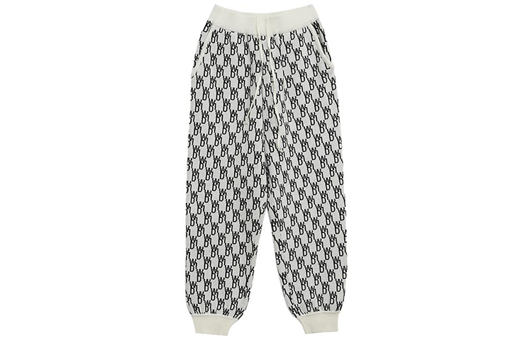 WE11DONE Jacquard Logo Loose Fit Knit Joggers Unisex Grey White. WD-KP9-20-102-U-IV