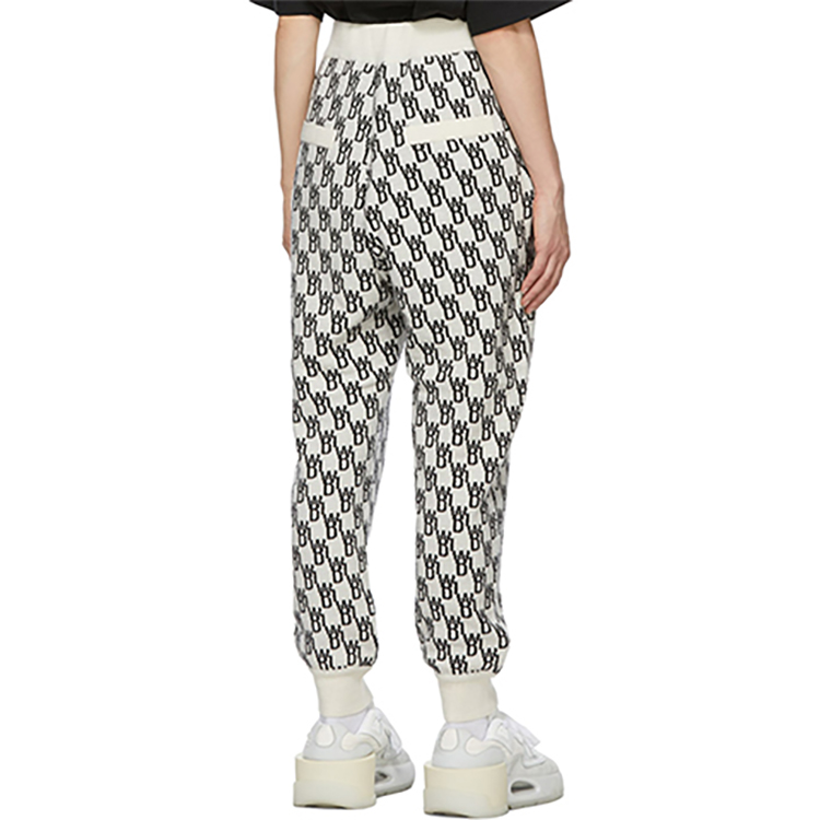 Shop WE11DONE Jacquard Logo Loose Fit Knit Joggers Unisex Grey White. WD-KP9-20-102-U-IV