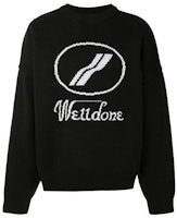 WE11DONE JQD Knit Wool Sweater Unisex Black Graphic Crewneck Pullover. WD-KO8-20-507-U-BK WE11DONE JQD Knit Wool Sweater Unisex Black Graphic Crewneck Pullover. WD-KO8-20-507-U-BK