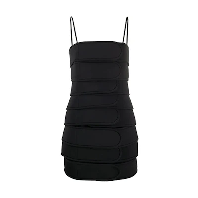 WE11DONE Layered Velcro Dress Black WD-OP7-20-035-W-BK