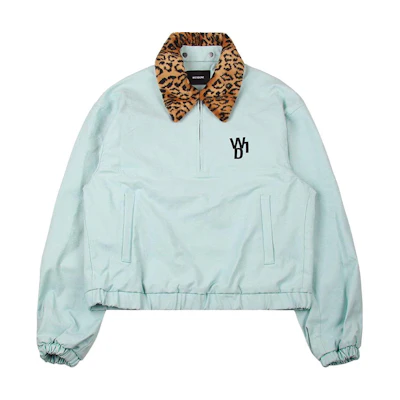 WE11DONE Leopard Print Contrast Half-Zip Jacket Unisex Blue WD-JP9-20-058-U-MT