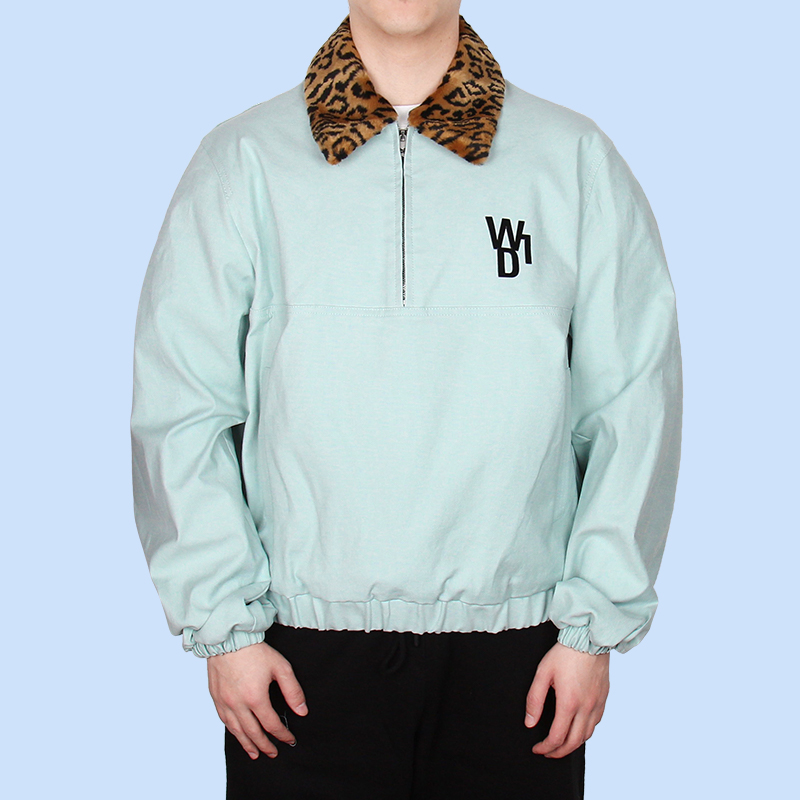 Lookbook WE11DONE 豹紋拼接半拉鍊外套 男女同款 藍色 WD-JP9-20-058-U-MT