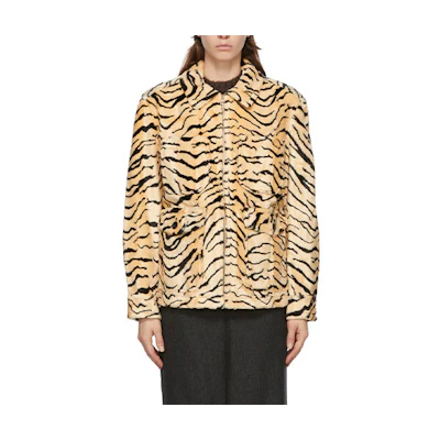 WE11DONE Leopard Print Faux Fur Jacket Unisex Yellow WD-F59-20-046-U-YE