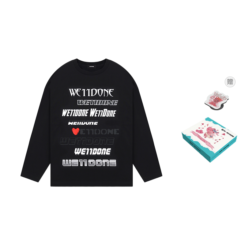 WE11DONE Letter Logo Print Long Sleeve Unisex Crewneck Sweatshirt WD-TT3-22-903-U-BK