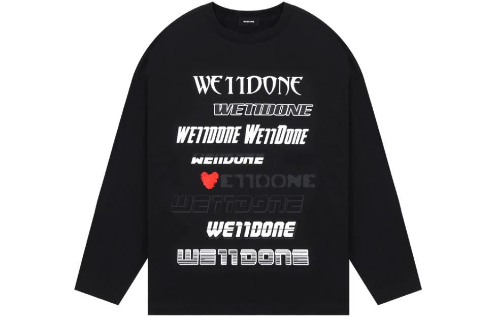 WE11DONE Letter Logo Print Long Sleeve Unisex Crewneck Sweatshirt WD-TT3-22-903-U-BK 圖 2