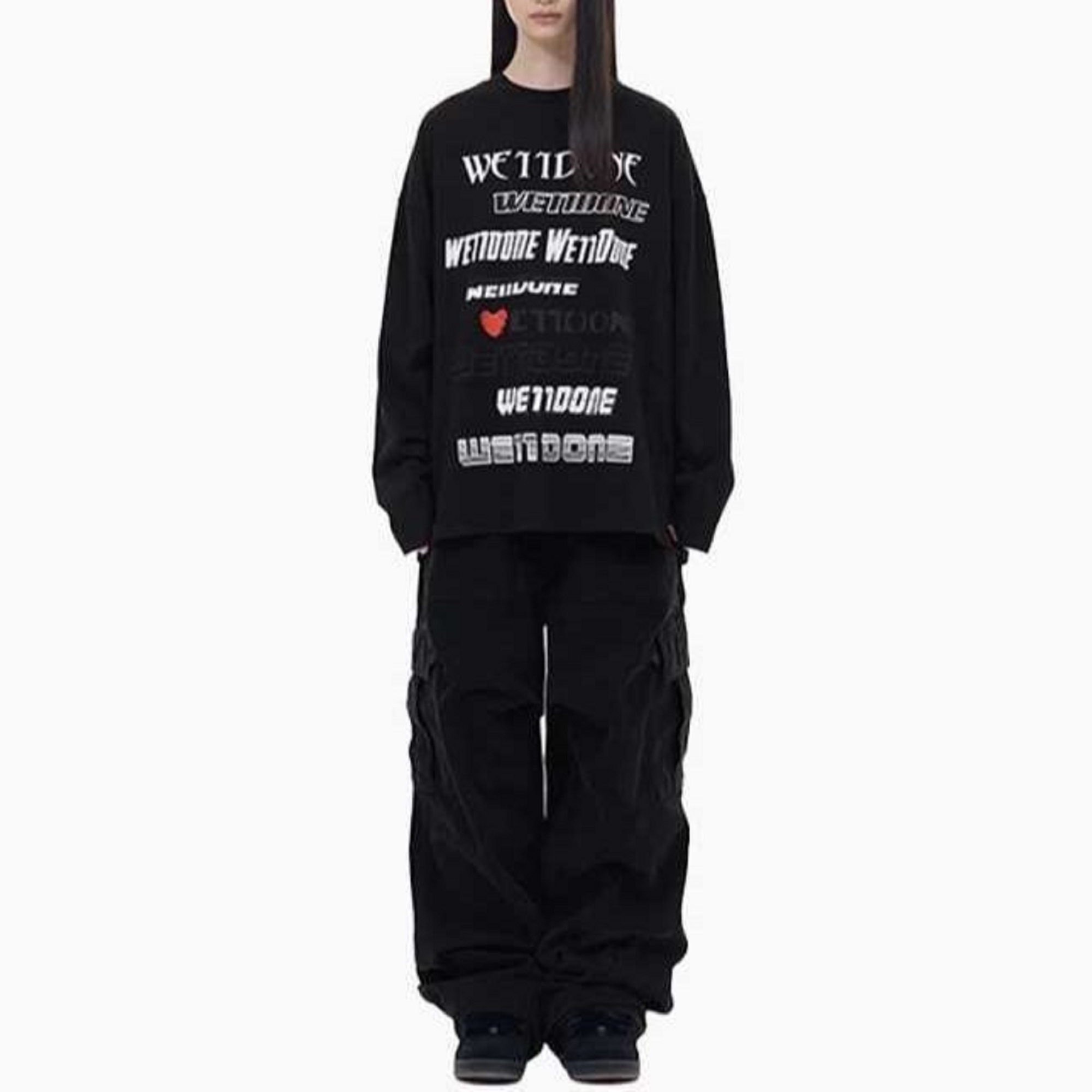 WE11DONE Letter Logo Print Long Sleeve Unisex Crewneck Sweatshirt WD-TT3-22-903-U-BK 圖 3