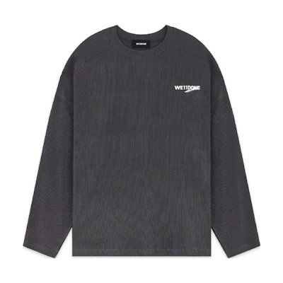 WE11DONE Letter Logo Print Unisex Long Sleeve T-Shirt Charcoal Grey WD-TT3-22-793-U-CH