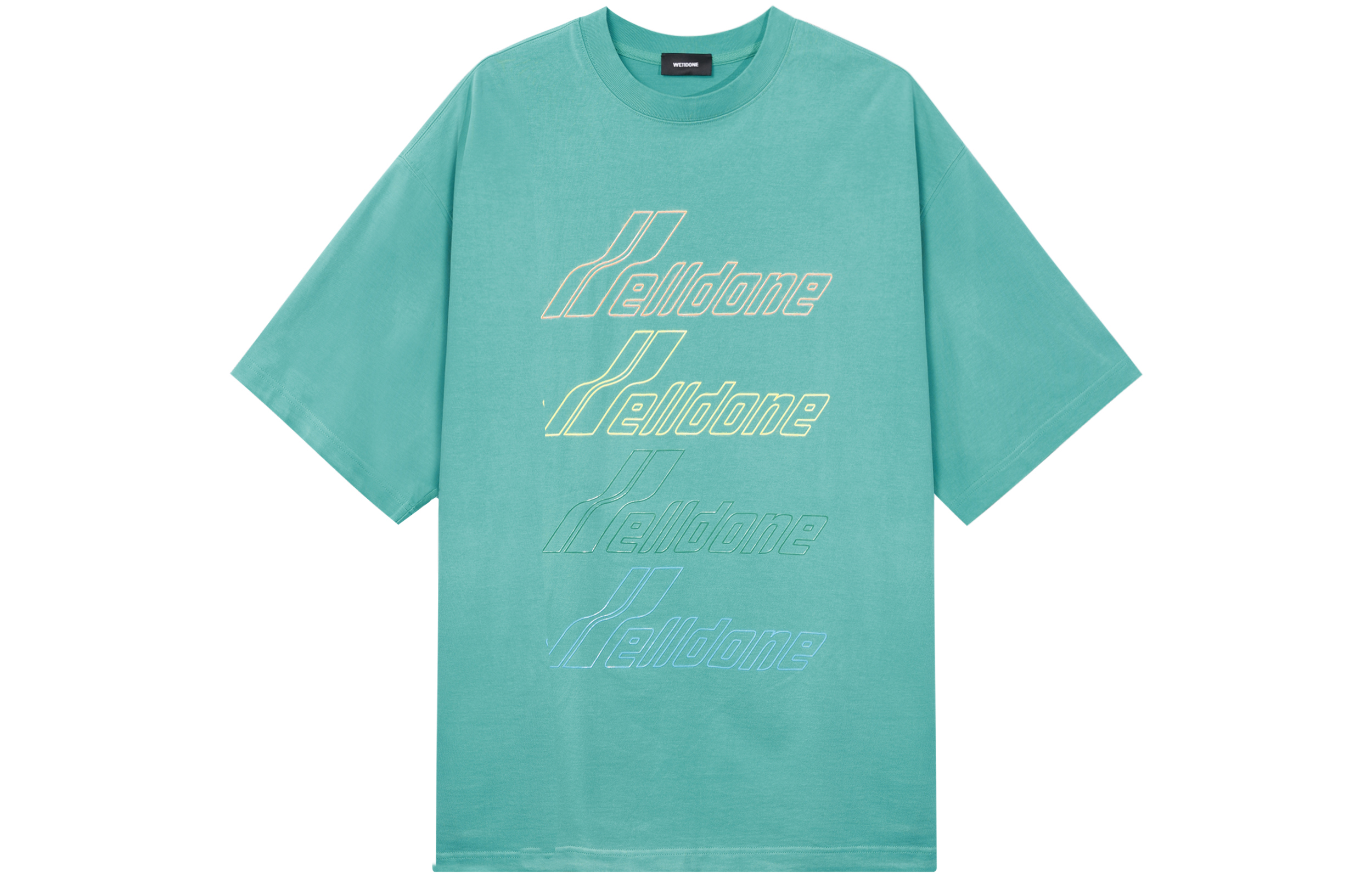 WE11DONE Letter Print Washed Green Unisex T-Shirt. WD-TT8-20-099-U-GR