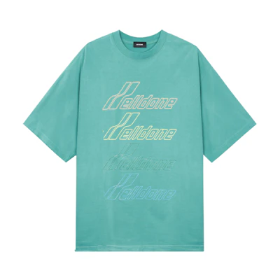 WE11DONE Letter Print Washed Green Unisex T-Shirt. WD-TT8-20-099-U-GR