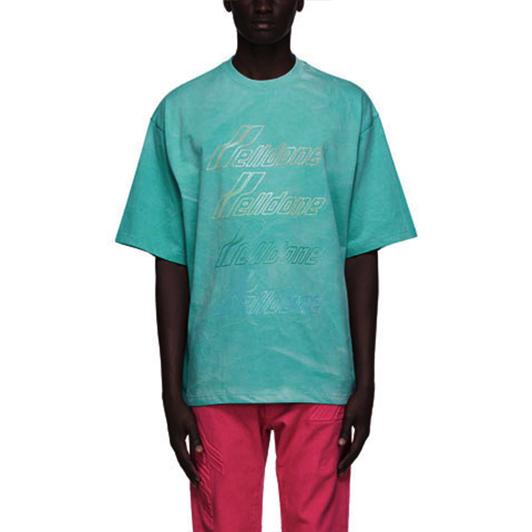 WE11DONE Letter Print Washed Green Unisex T-Shirt. WD-TT8-20-099-U-GR 圖 5