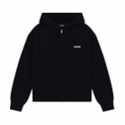 WE11DONE Letter Print Zip Hoodie Unisex - Black. WD-KJ2-24-605-W-BK